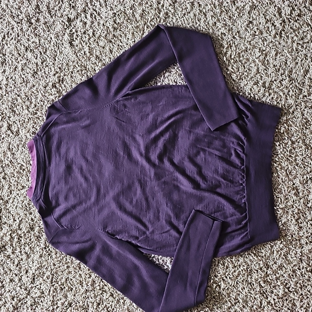 Akris Punto Wool Cardigan Faux Layered Blouse Button Up 10 Purple - Picture 8 of 10